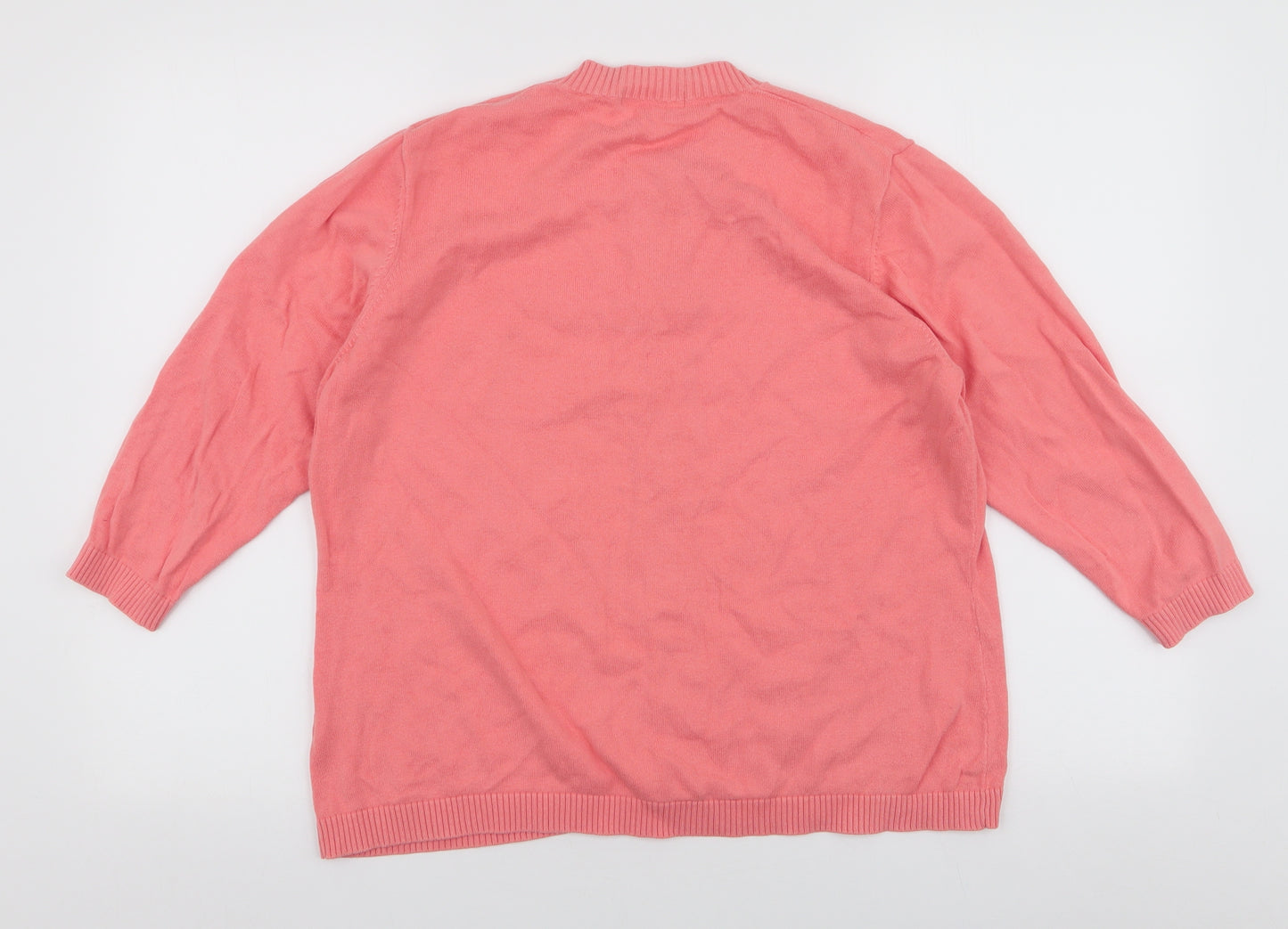 Marks and Spencer Womens Pink Round Neck  Cotton Cardigan Jumper Size 18
