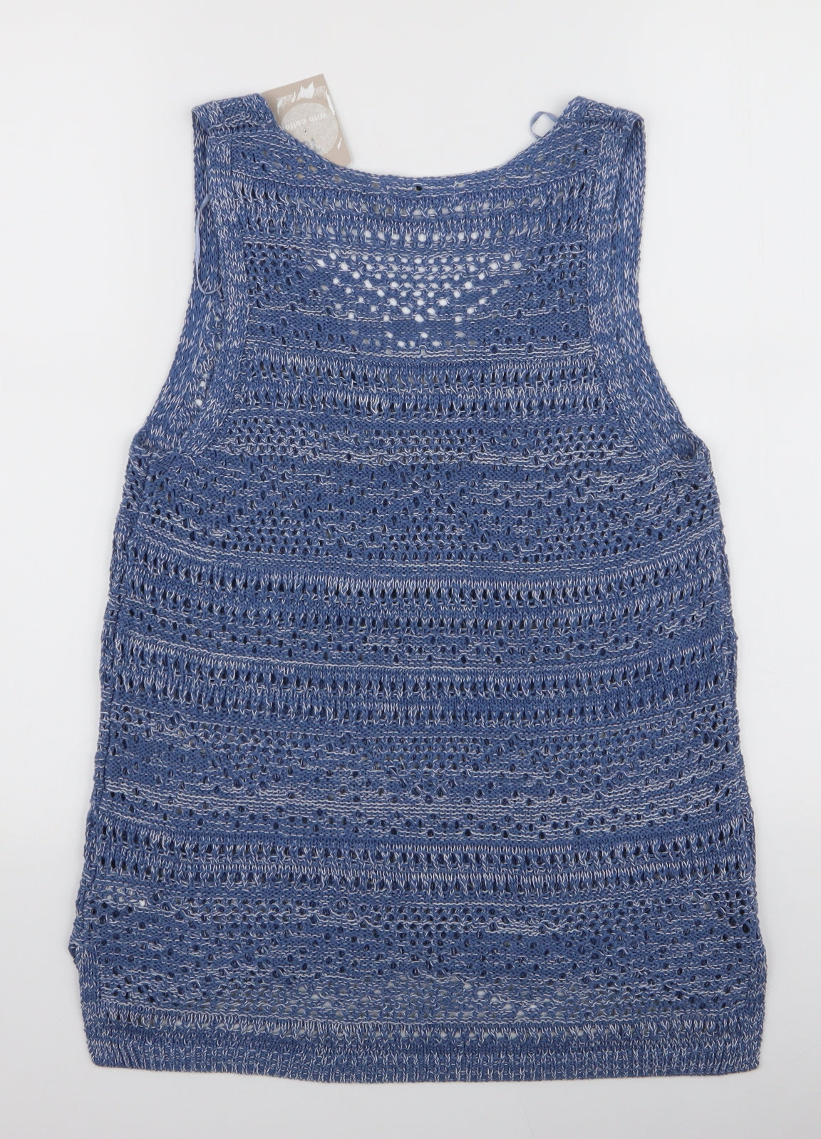 TU Womens Blue  Acrylic Basic Tank Size 10 V-Neck
