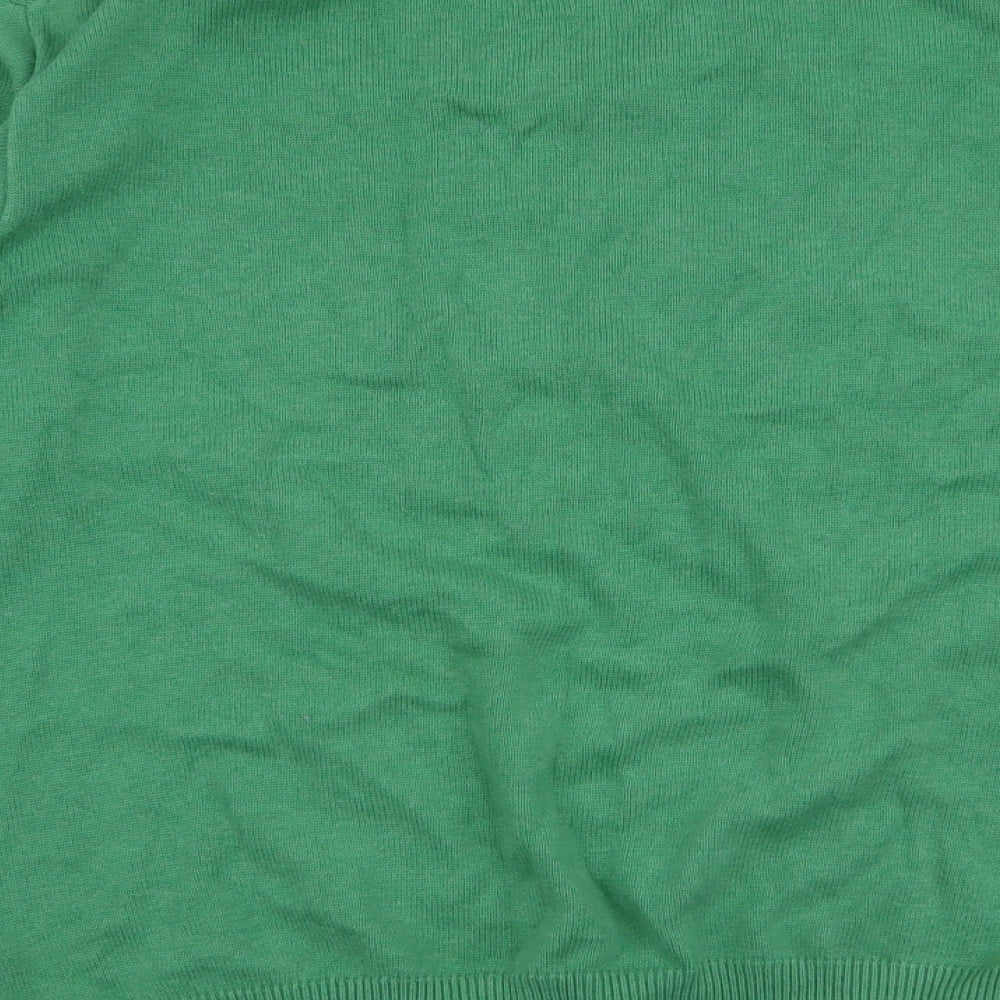 Peter England Mens Green V-Neck  Cotton Pullover Jumper Size L