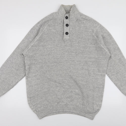 NEXT Mens Grey High Neck  Cotton Pullover Jumper Size 2XL