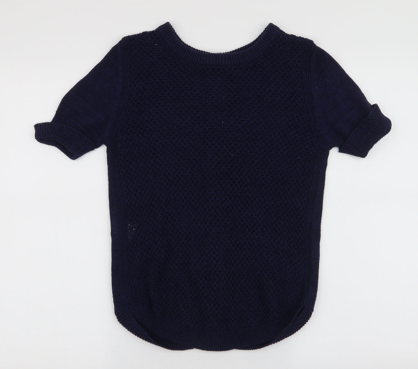 Laura Ashley Womens Blue Round Neck  Cotton Pullover Jumper Size 10