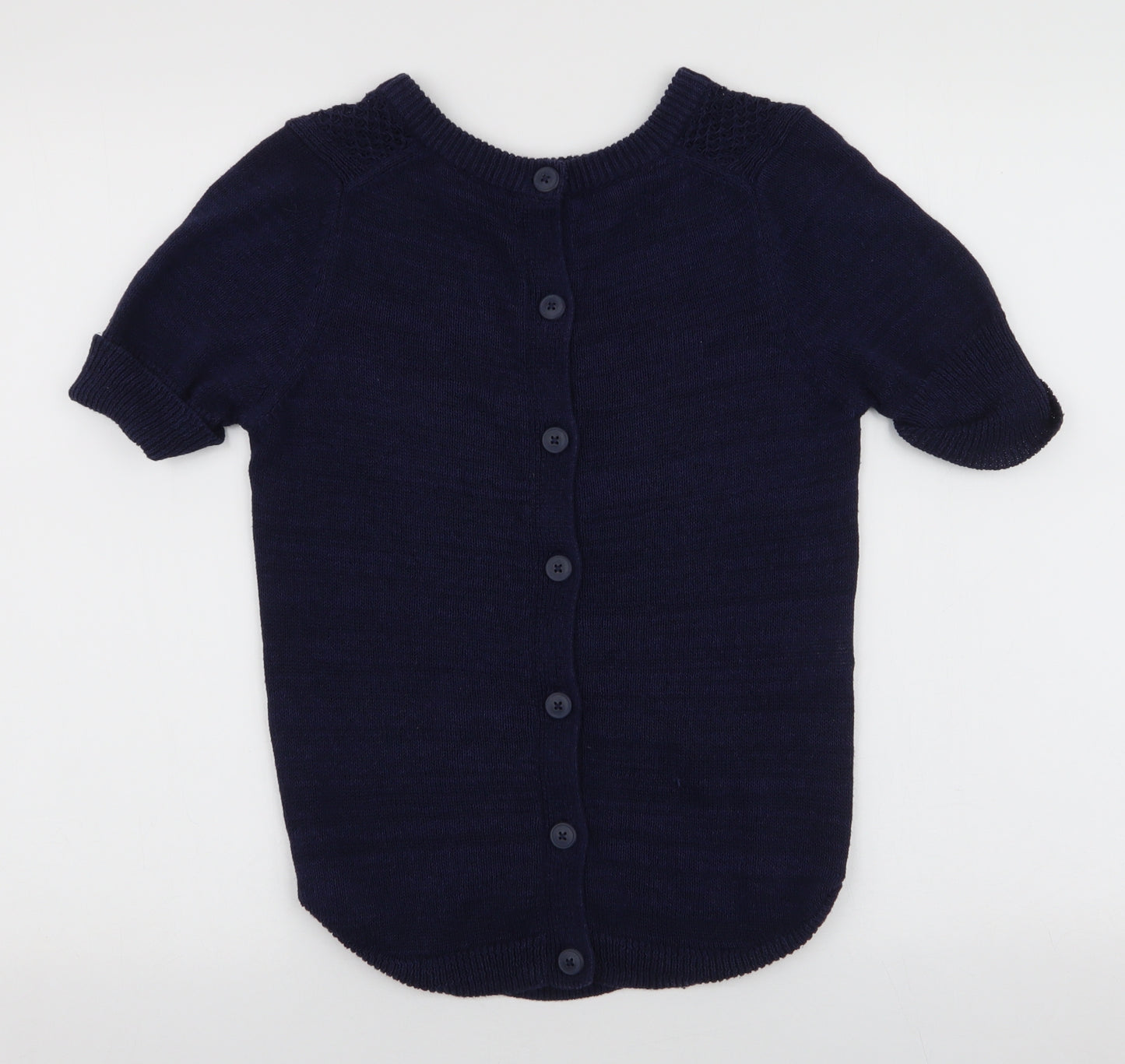 Laura Ashley Womens Blue Round Neck  Cotton Pullover Jumper Size 10