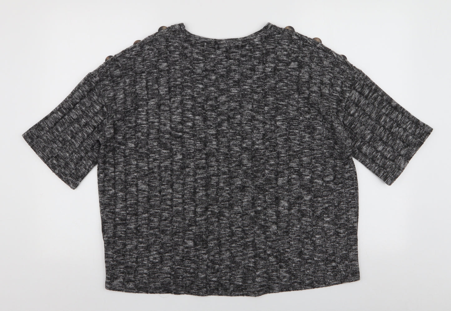 F&F Womens Grey  Viscose Basic Blouse Size 12 Round Neck