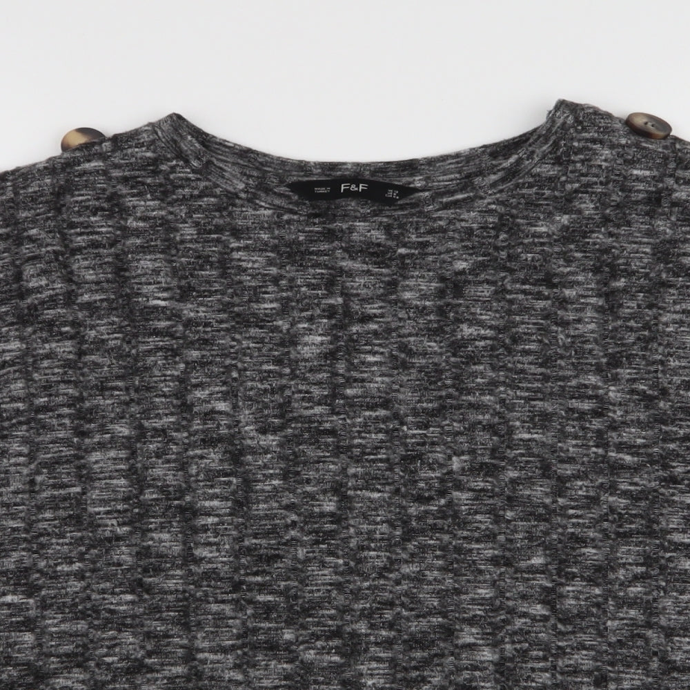 F&F Womens Grey  Viscose Basic Blouse Size 12 Round Neck