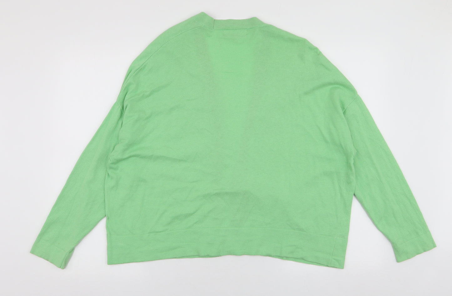 NEXT Womens Green V-Neck  Cotton Cardigan Jumper Size 14
