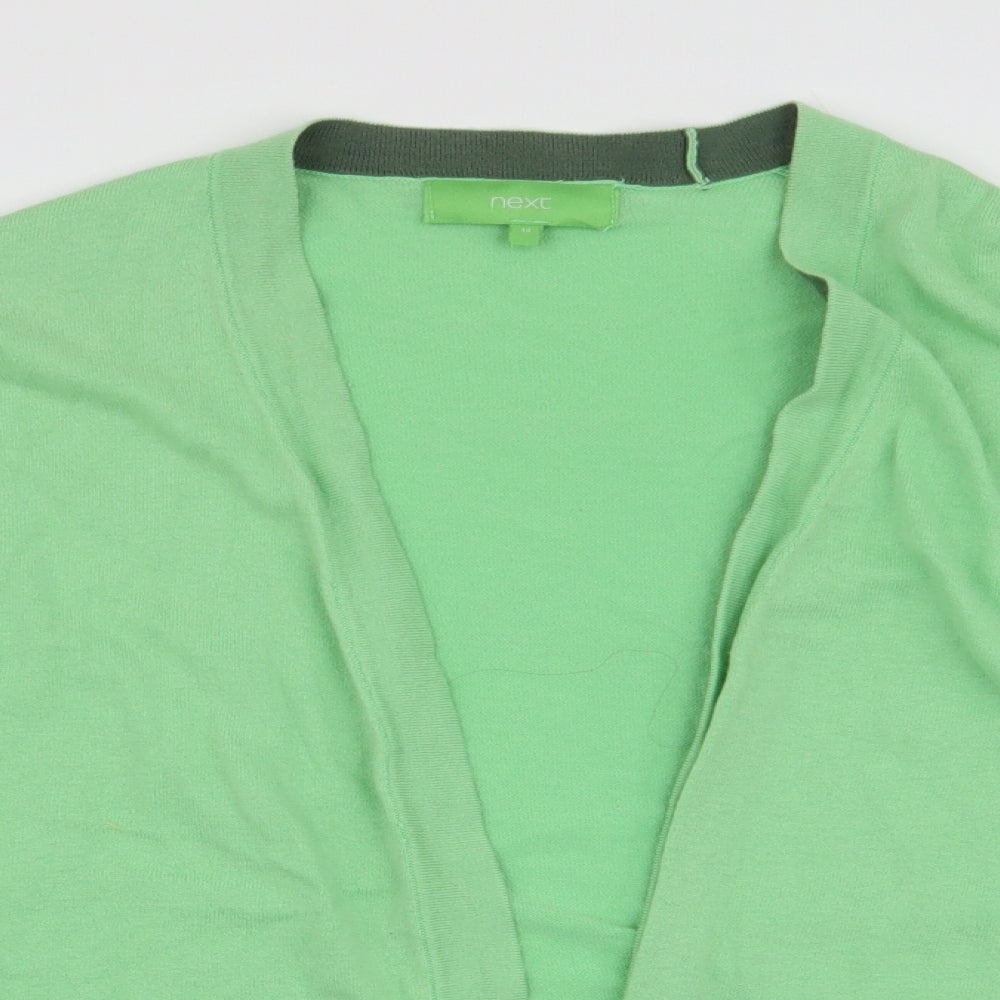 NEXT Womens Green V-Neck  Cotton Cardigan Jumper Size 14