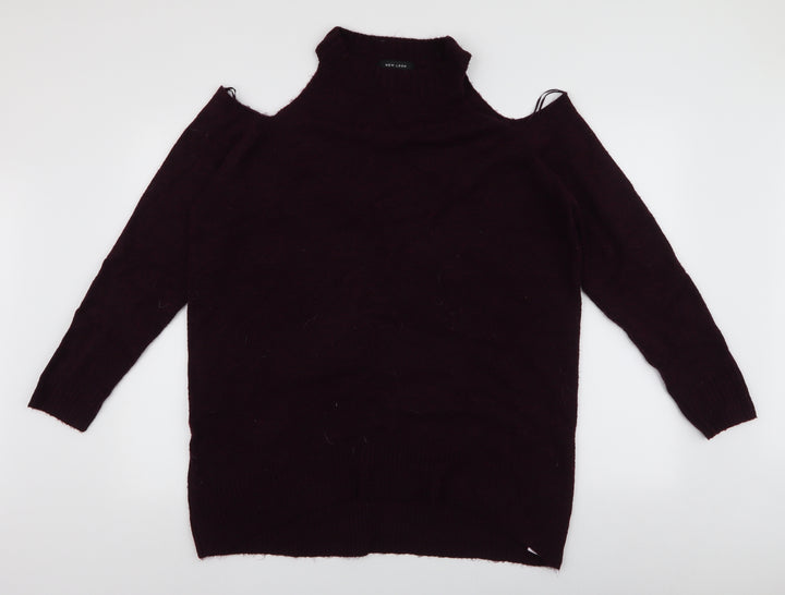 New Look Womens Purple High Neck Acrylic Pullover Jumper Size L