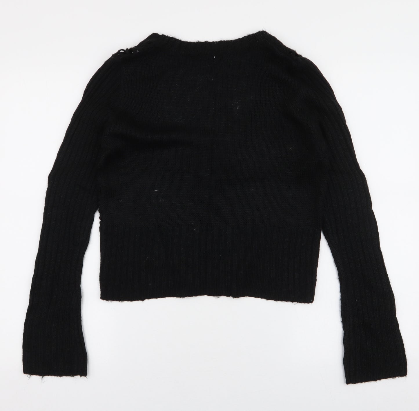 Evie  Womens Black V-Neck  Acrylic Cardigan Jumper Size 10
