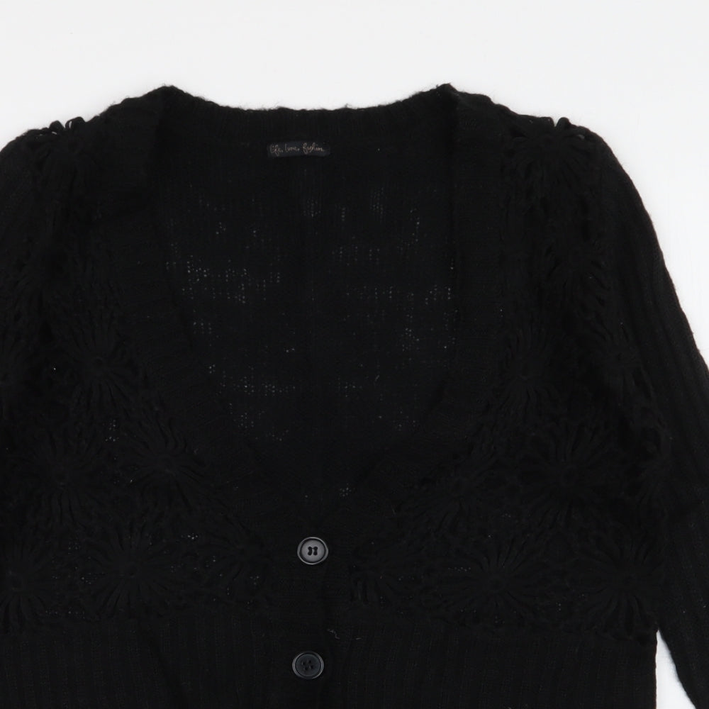 Evie  Womens Black V-Neck  Acrylic Cardigan Jumper Size 10
