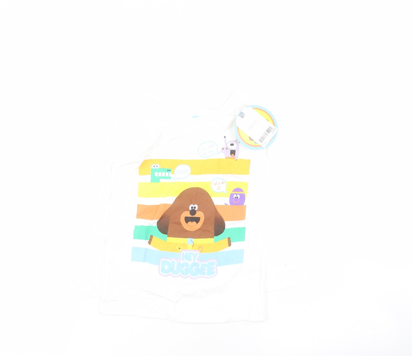 NEXT Boys White  100% Cotton Pullover T-Shirt Size 2-3 Years Crew Neck Pullover - Duggee