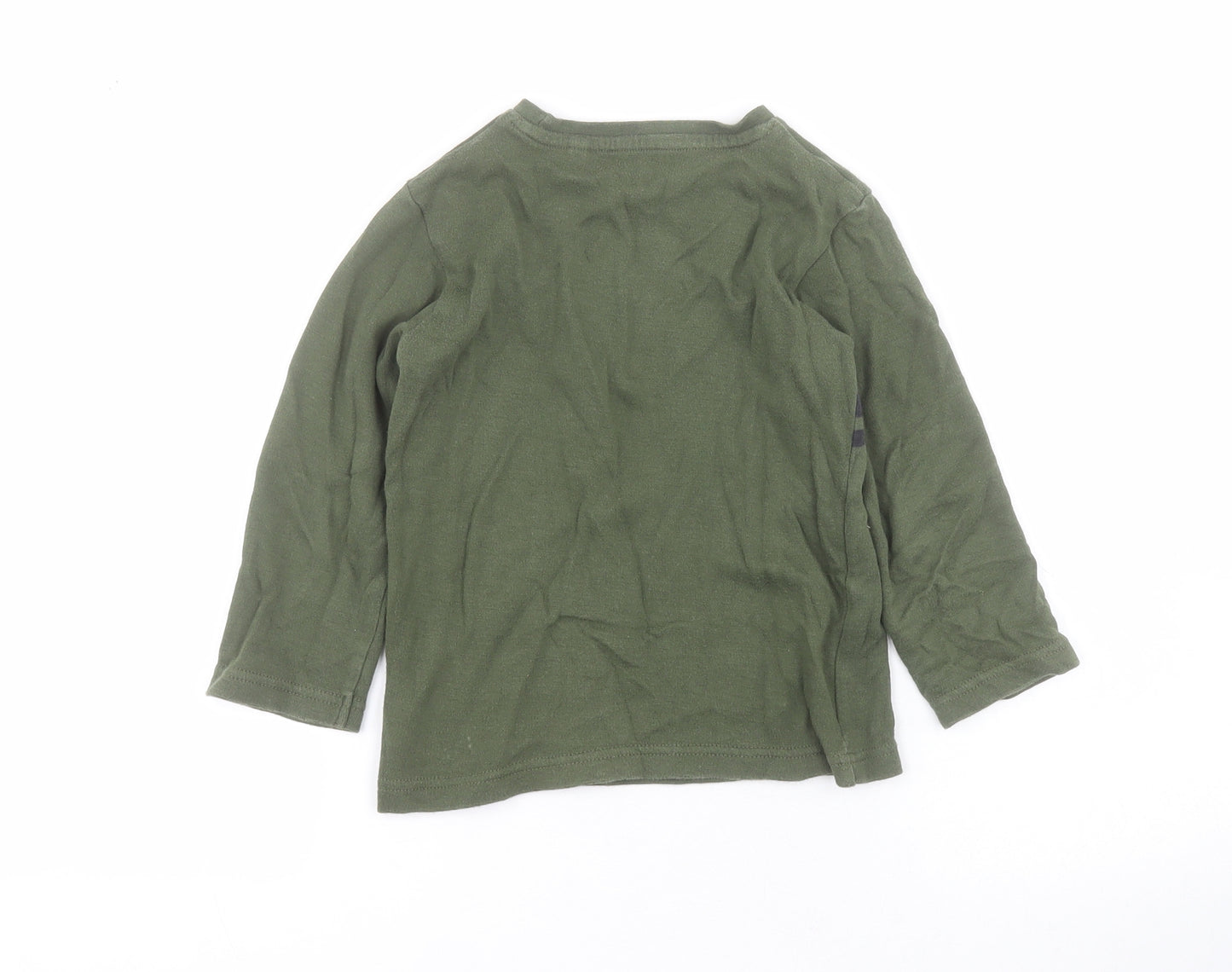 NEXT Boys Green Spotted 100% Cotton Pullover T-Shirt Size 2-3 Years Crew Neck Pullover - Dinosaur
