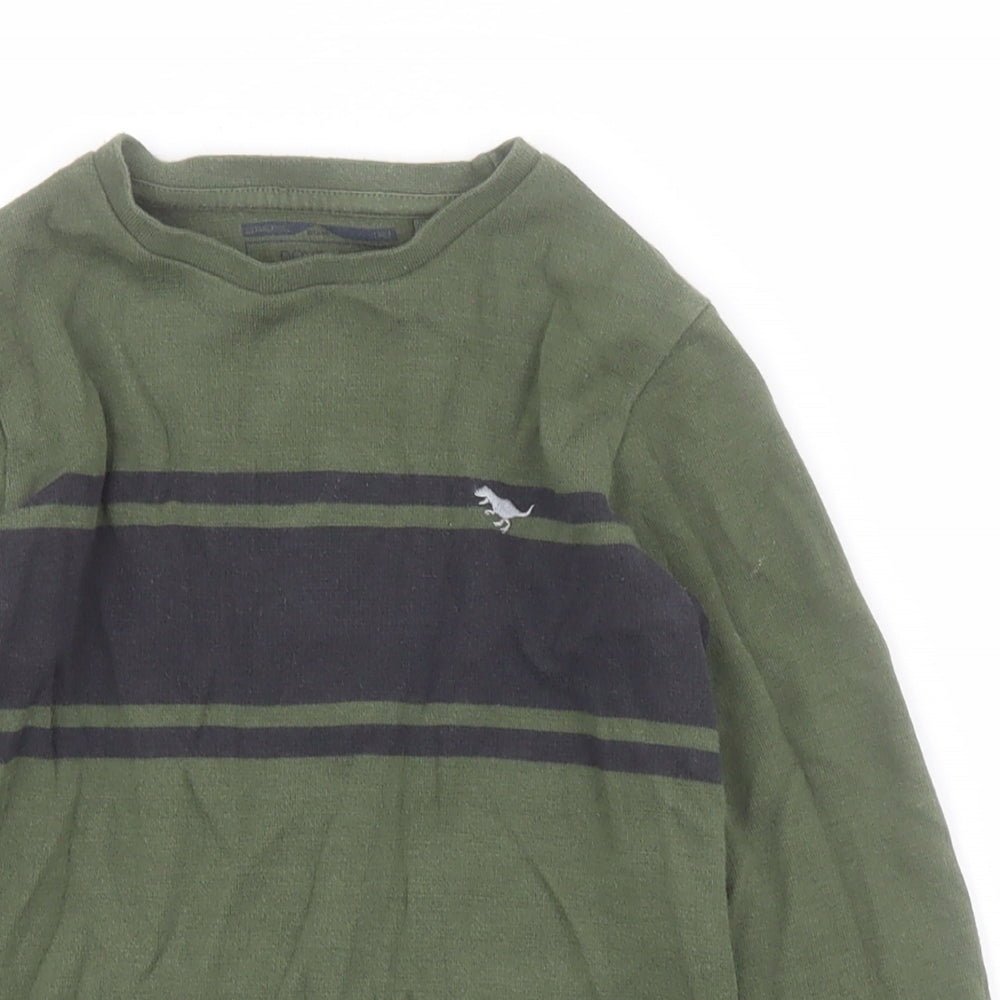 NEXT Boys Green Spotted 100% Cotton Pullover T-Shirt Size 2-3 Years Crew Neck Pullover - Dinosaur