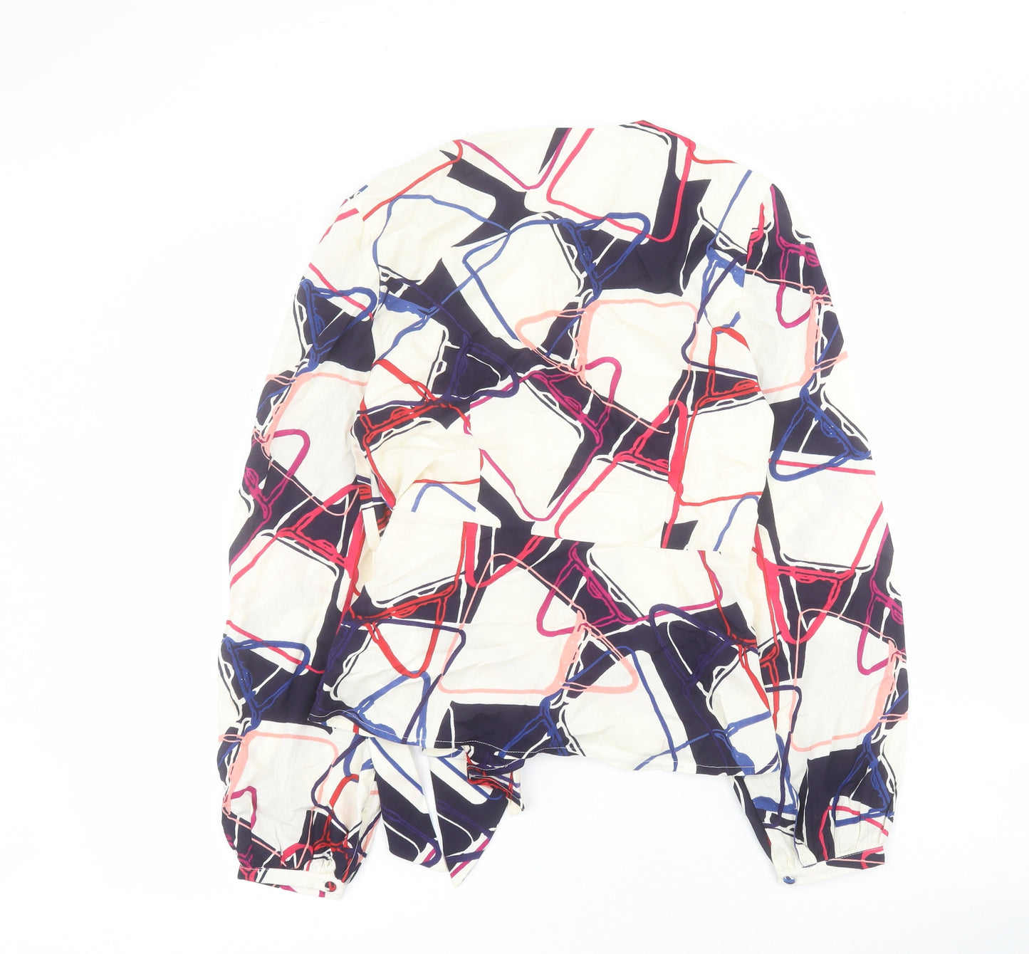 Emily and Fin Womens Multicoloured Geometric Viscose Wrap Blouse Size 8 V-Neck