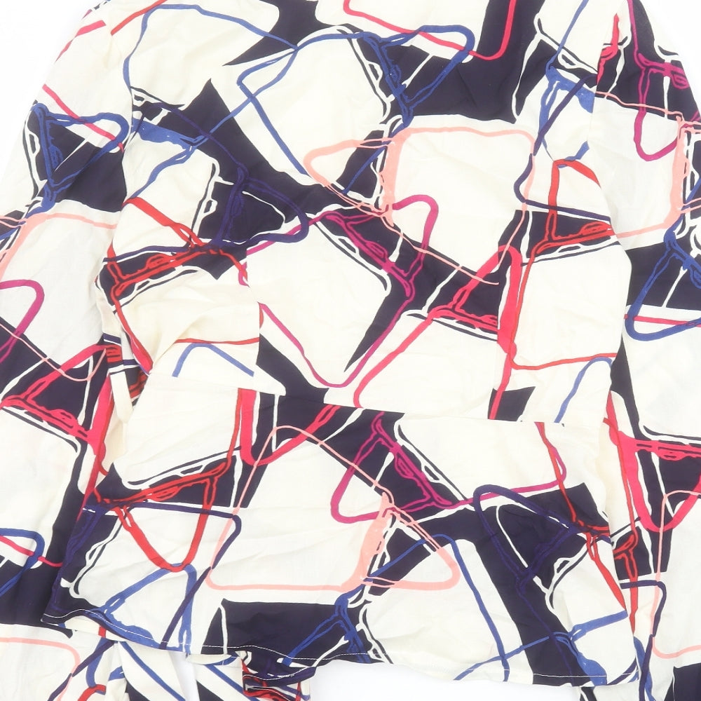 Emily and Fin Womens Multicoloured Geometric Viscose Wrap Blouse Size 8 V-Neck