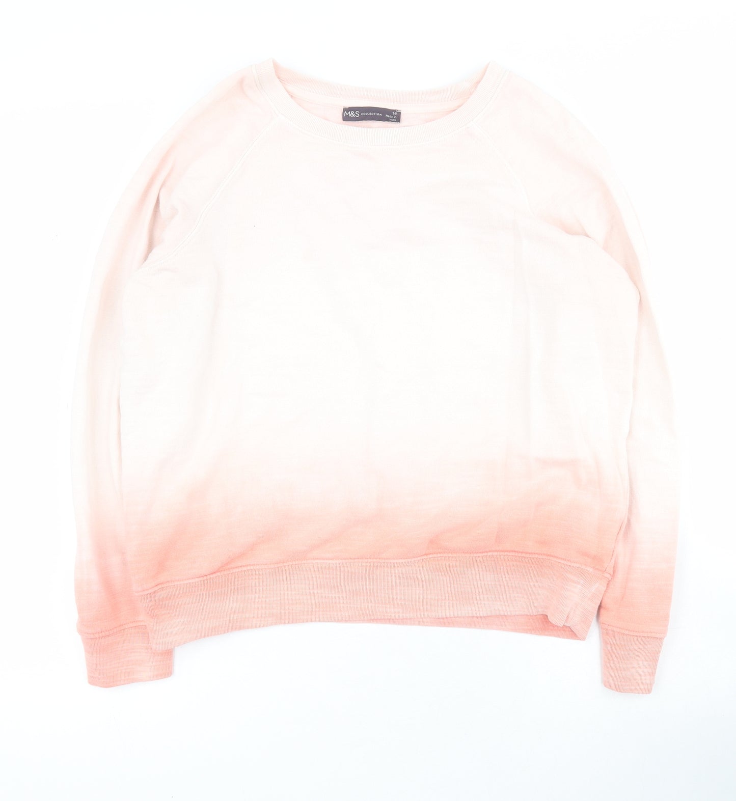 Marks and Spencer Womens Pink  100% Cotton Pullover Sweatshirt Size 14  Pullover - Ombre