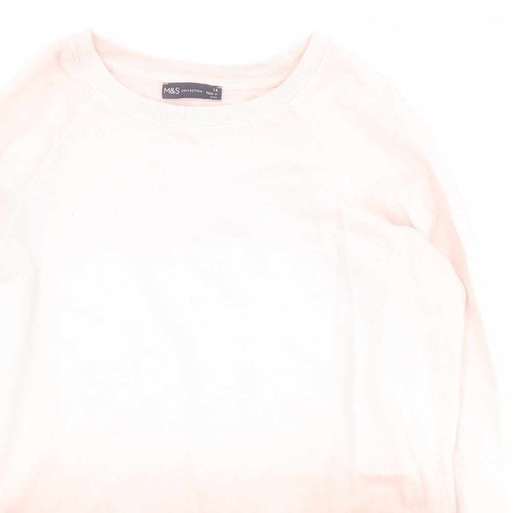 Marks and Spencer Womens Pink  100% Cotton Pullover Sweatshirt Size 14  Pullover - Ombre