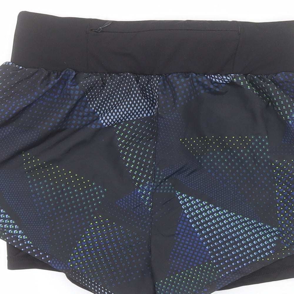 Crivit Womens Black Geometric Polyester Athletic Shorts Size XS L3 in Regular