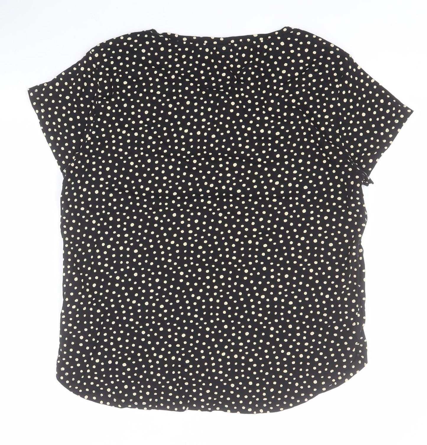 H&M Womens Black Polka Dot 100% Cotton Basic T-Shirt Size M Round Neck