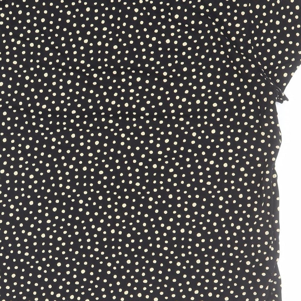 H&M Womens Black Polka Dot 100% Cotton Basic T-Shirt Size M Round Neck