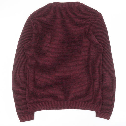 Topman Mens Red Crew Neck  Cotton Pullover Jumper Size M