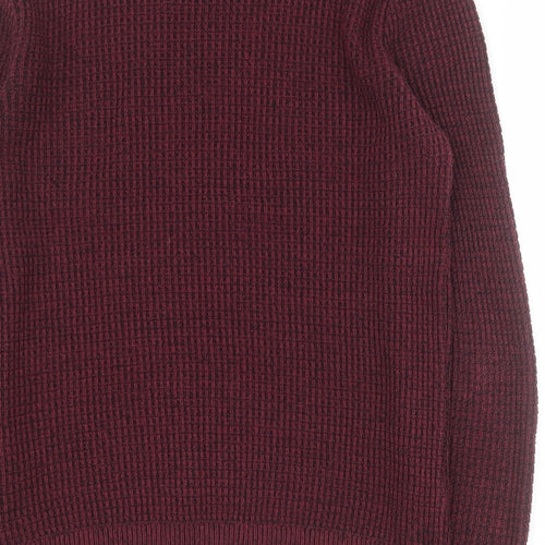 Topman Mens Red Crew Neck  Cotton Pullover Jumper Size M