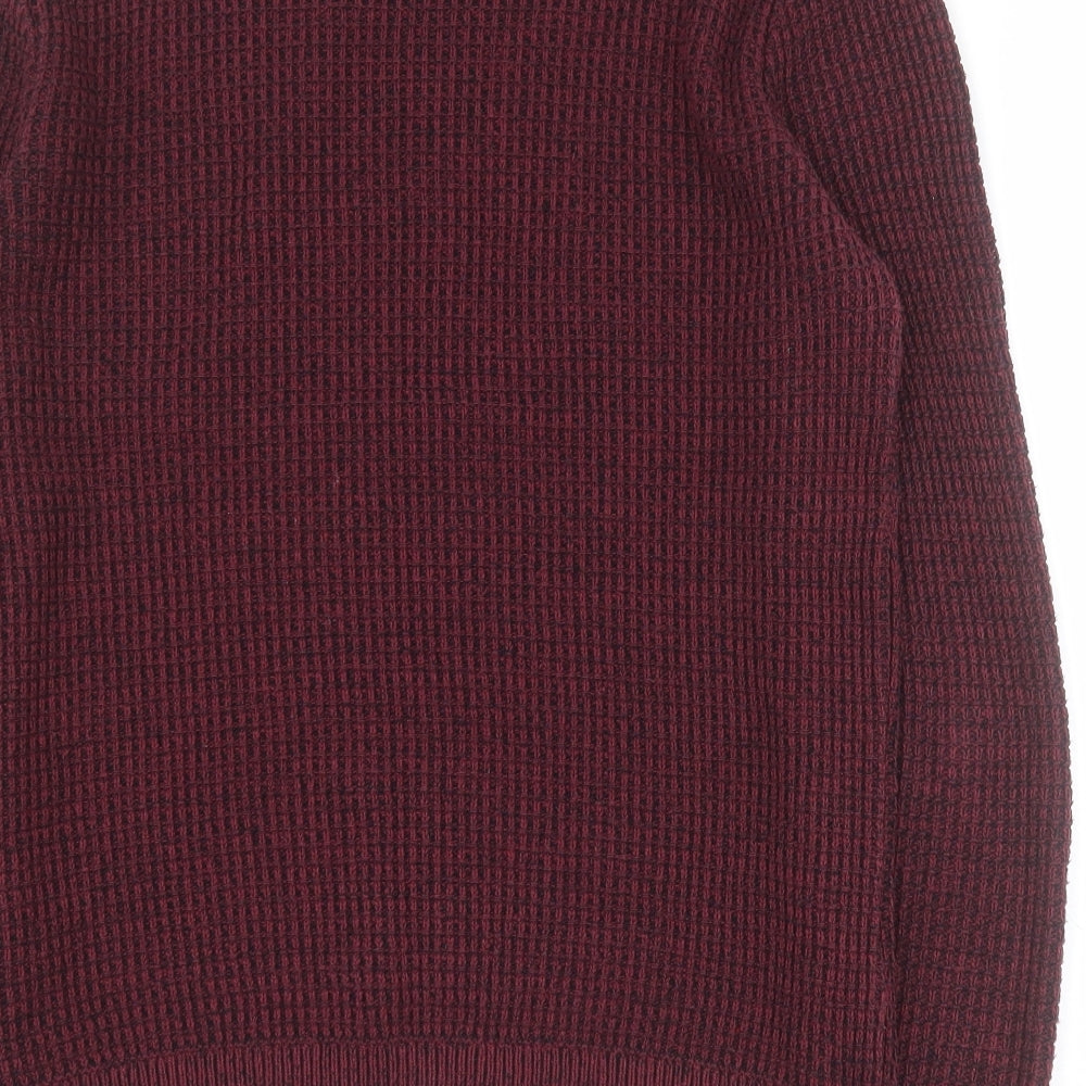 Topman Mens Red Crew Neck  Cotton Pullover Jumper Size M