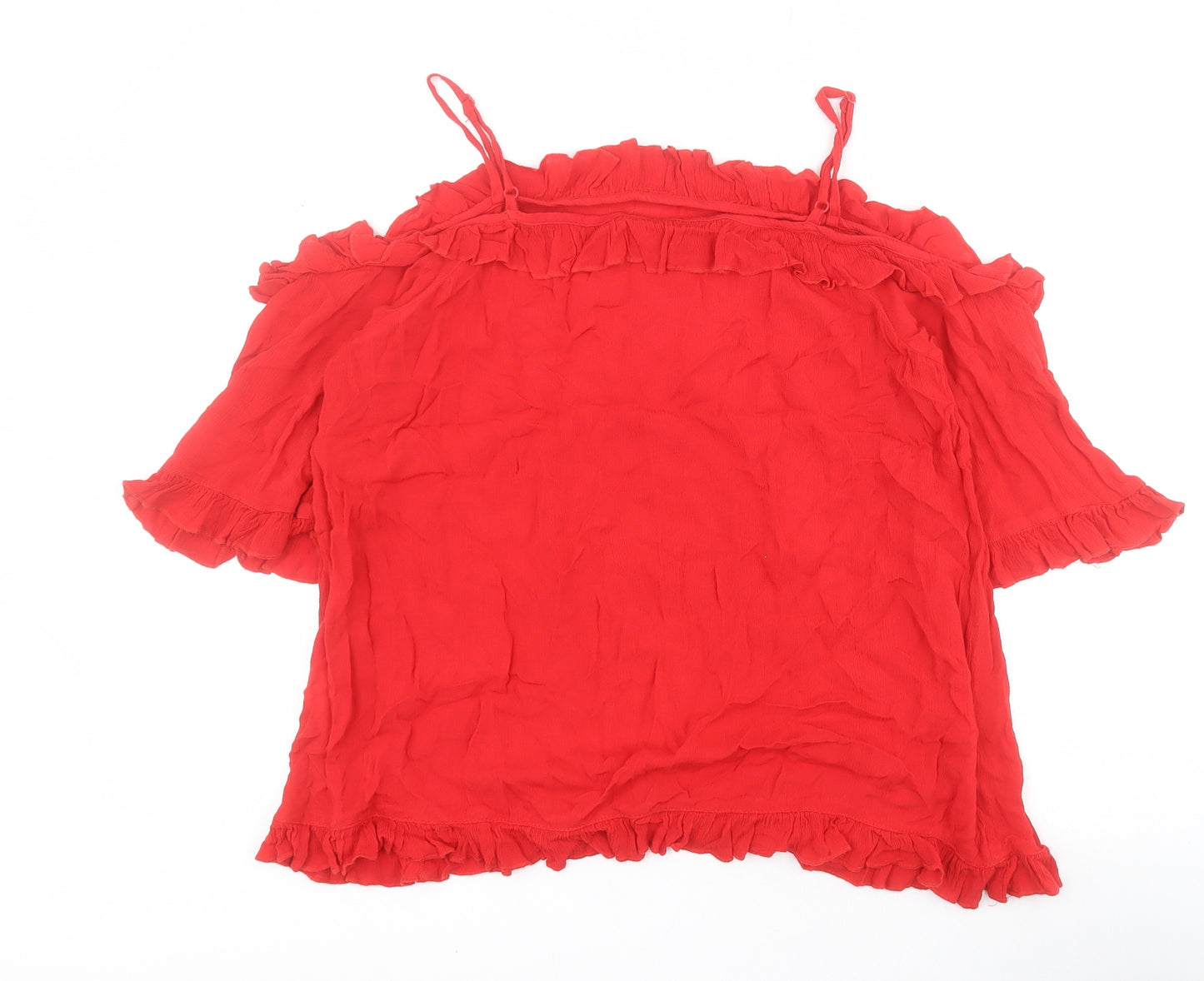 Matalan Womens Red  Viscose Basic Blouse Size 10 Off the Shoulder