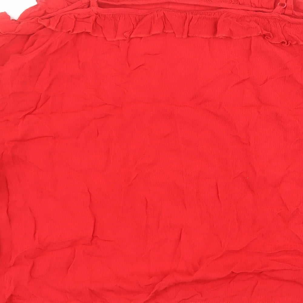 Matalan Womens Red  Viscose Basic Blouse Size 10 Off the Shoulder