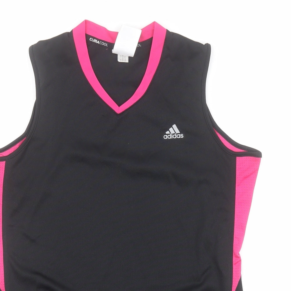adidas Womens Black  100% Polyester Basic Tank Size 14 V-Neck Pullover - Tickled pink
