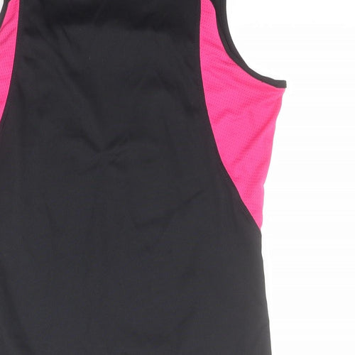 adidas Womens Black  100% Polyester Basic Tank Size 14 V-Neck Pullover - Tickled pink