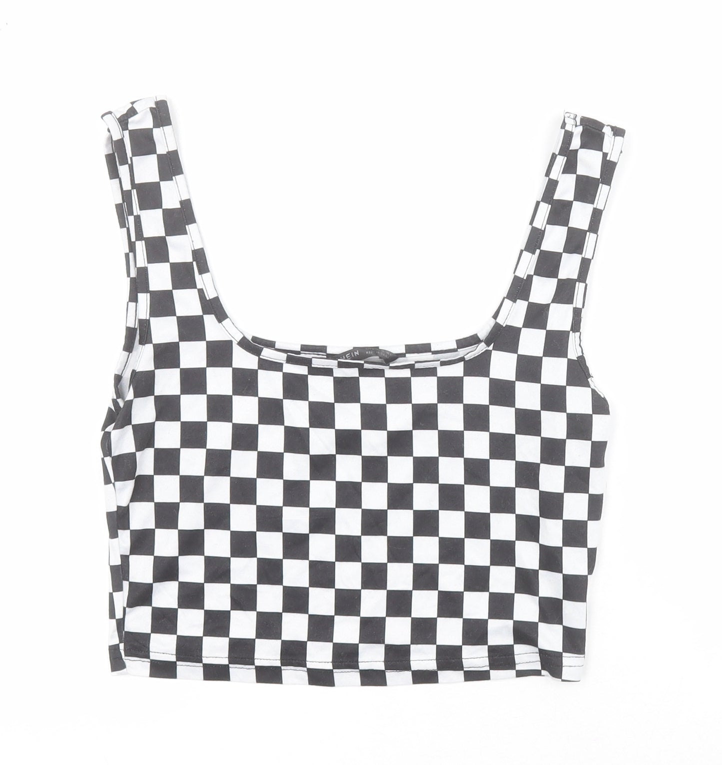 SheIn Womens Black  Polyester Cropped T-Shirt Size S Square Neck