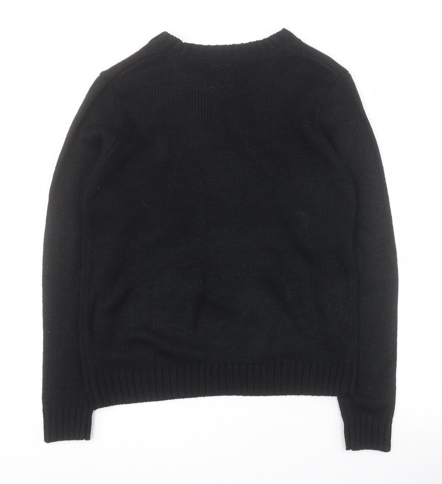 George Womens Black Round Neck  Acrylic Pullover Jumper Size S   - Christmas