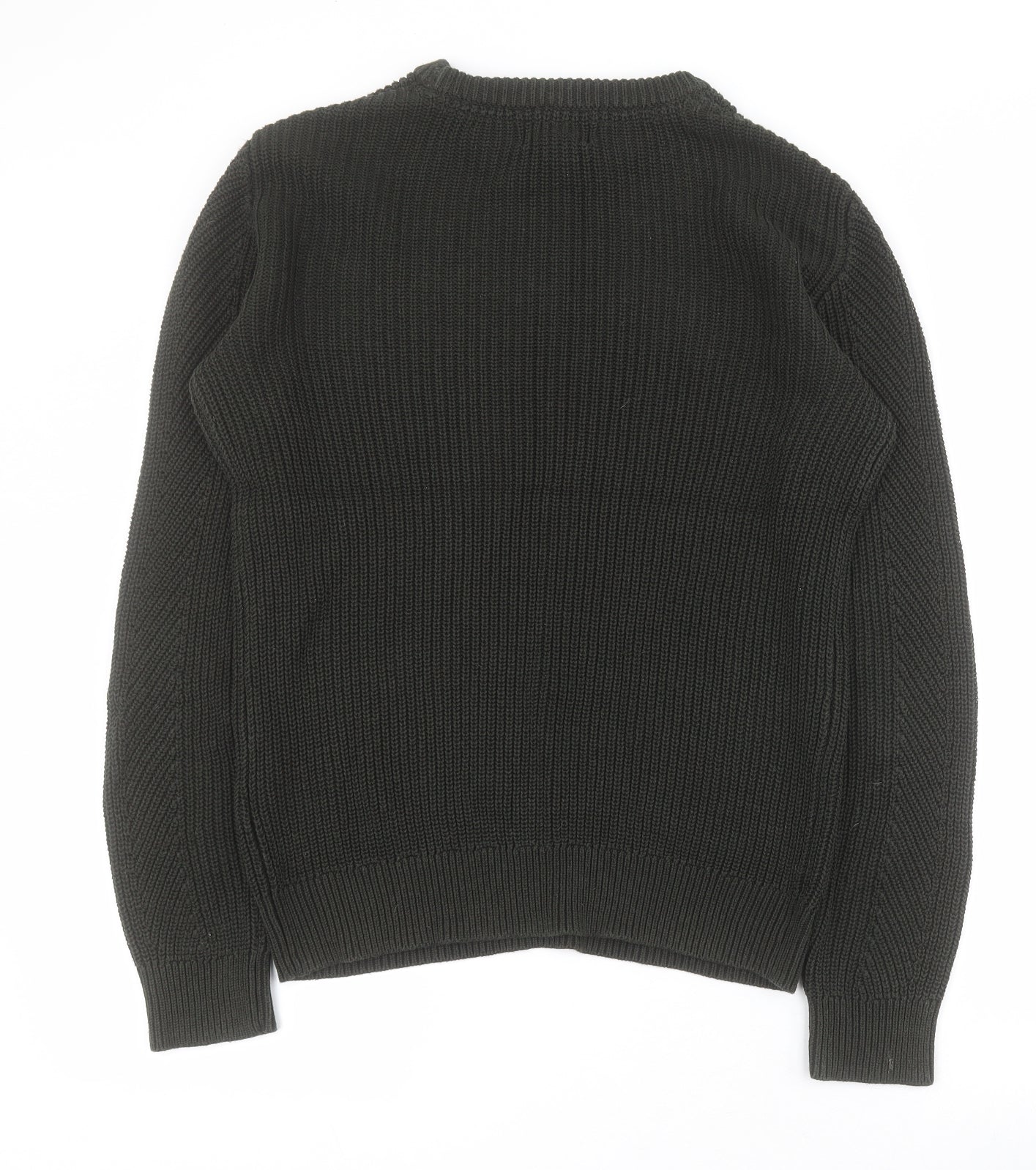 H&M Mens Green Round Neck  Acrylic Pullover Jumper Size M