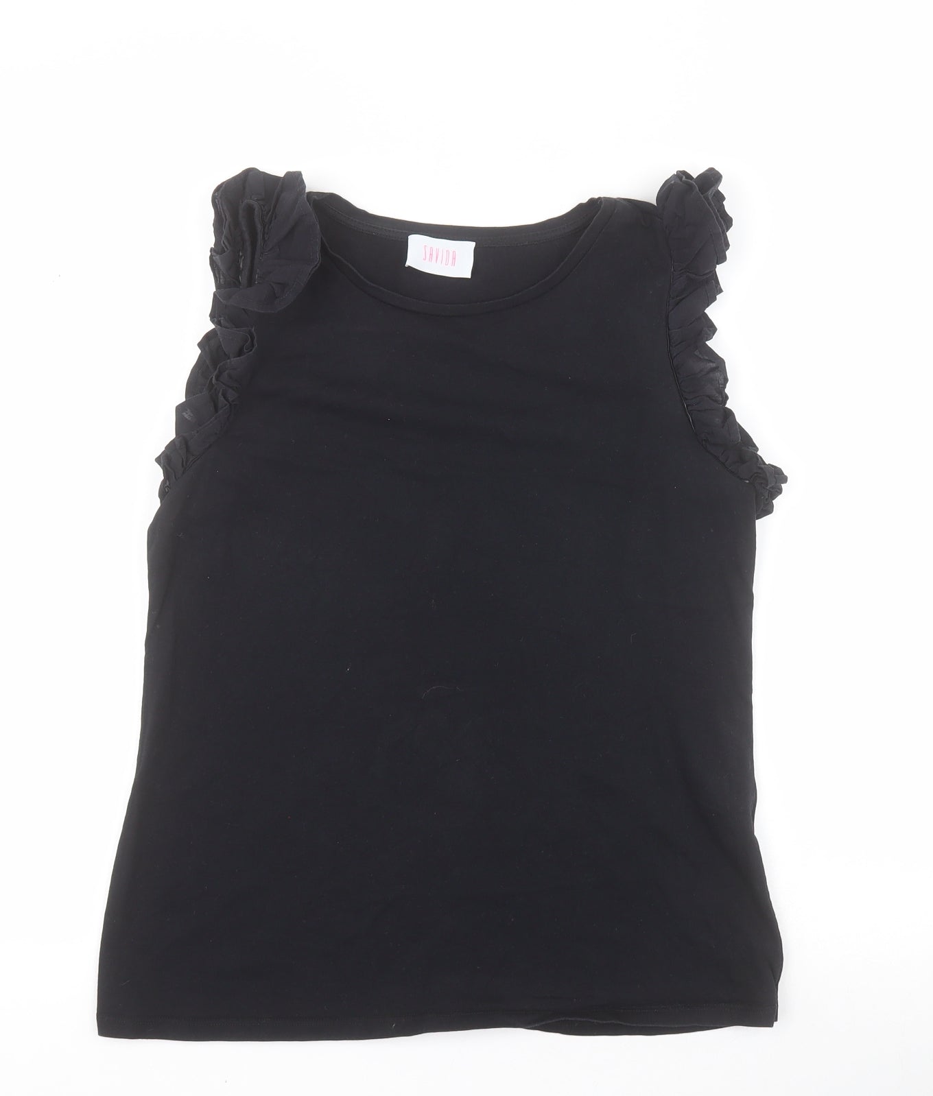 Savida Womens Black  100% Cotton Basic Tank Size S Round Neck