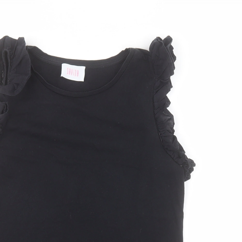 Savida Womens Black  100% Cotton Basic Tank Size S Round Neck