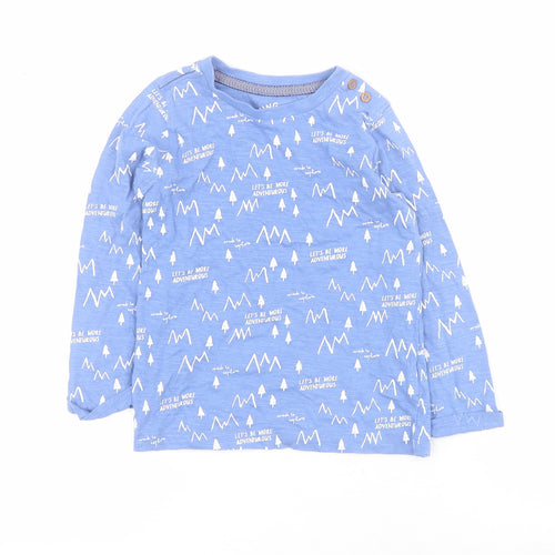 Mothercare Boys Blue  100% Cotton Pullover Polo Size 2-3 Years Crew Neck Pullover