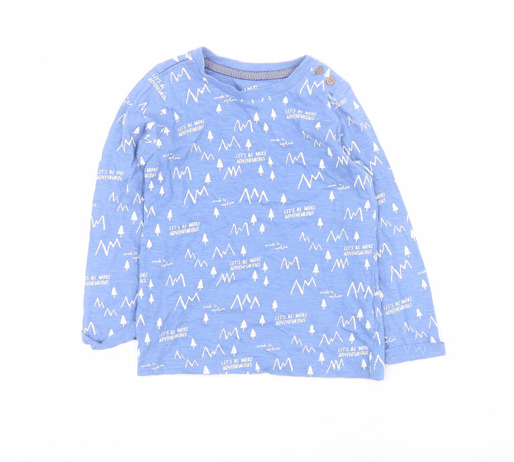 Mothercare Boys Blue  100% Cotton Pullover Polo Size 2-3 Years Crew Neck Pullover