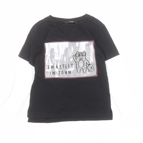 George Boys Black  100% Cotton Pullover Polo Size 2-3 Years Crew Neck Pullover