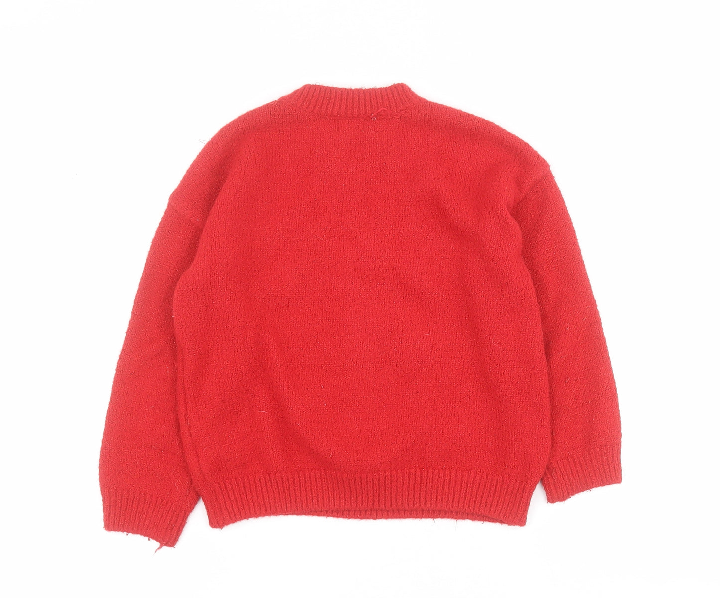 F&F Girls Red Mock Neck  Polyester Pullover Jumper Size 7-8 Years  Pullover - Christmas