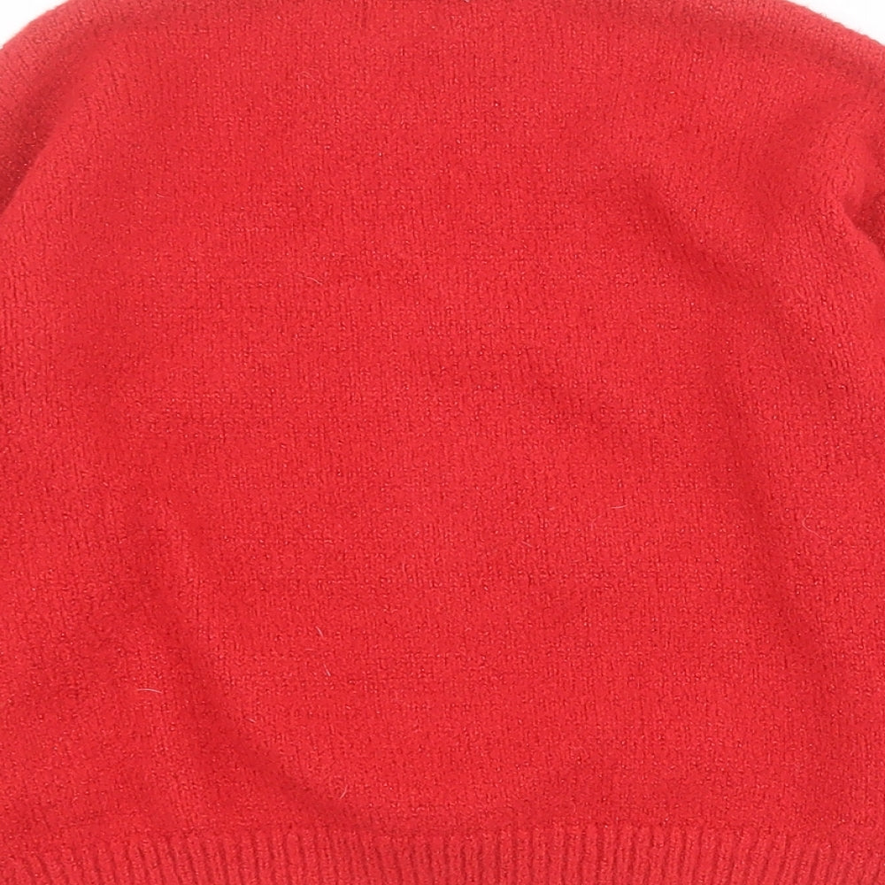 F&F Girls Red Mock Neck  Polyester Pullover Jumper Size 7-8 Years  Pullover - Christmas