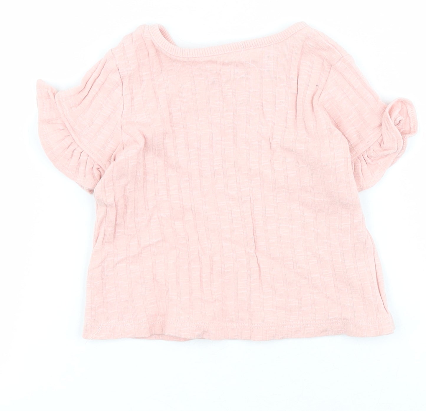George Baby Pink  100% Cotton Pullover T-Shirt Size 6-9 Months Off the Shoulder Pullover - Ribbed