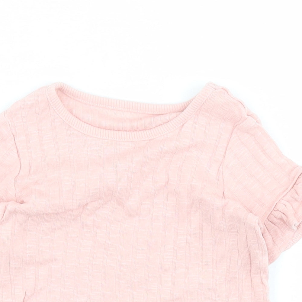 George Baby Pink  100% Cotton Pullover T-Shirt Size 6-9 Months Off the Shoulder Pullover - Ribbed