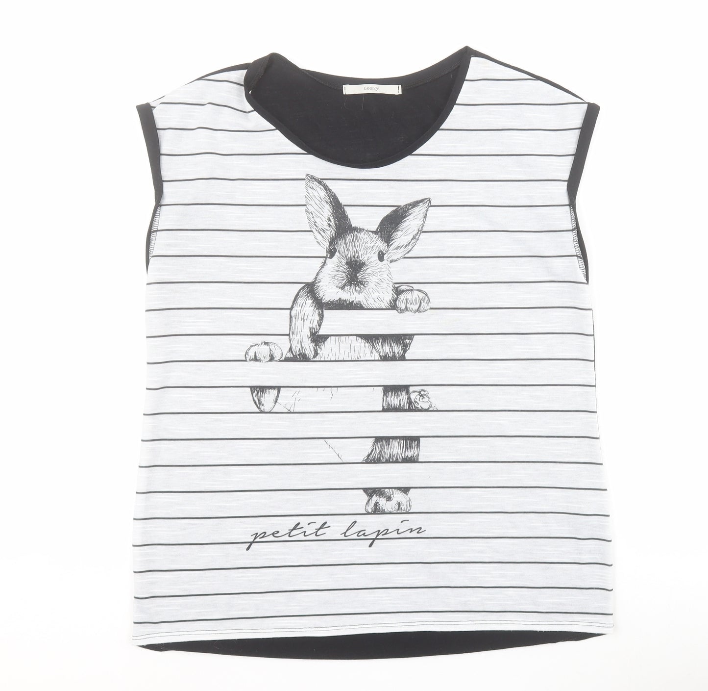 George Womens White  Polyester Basic T-Shirt Size 12 Round Neck