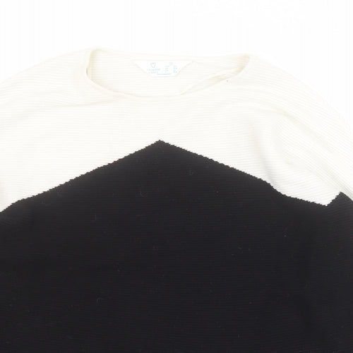 Primark Womens Black Round Neck  Viscose Pullover Jumper Size S
