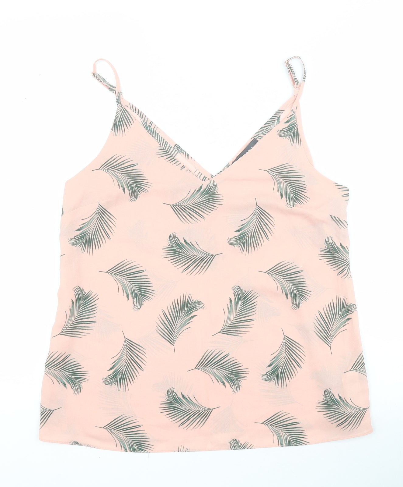 Primark Womens Pink  Polyester Camisole Blouse Size 10 V-Neck - Leaf print