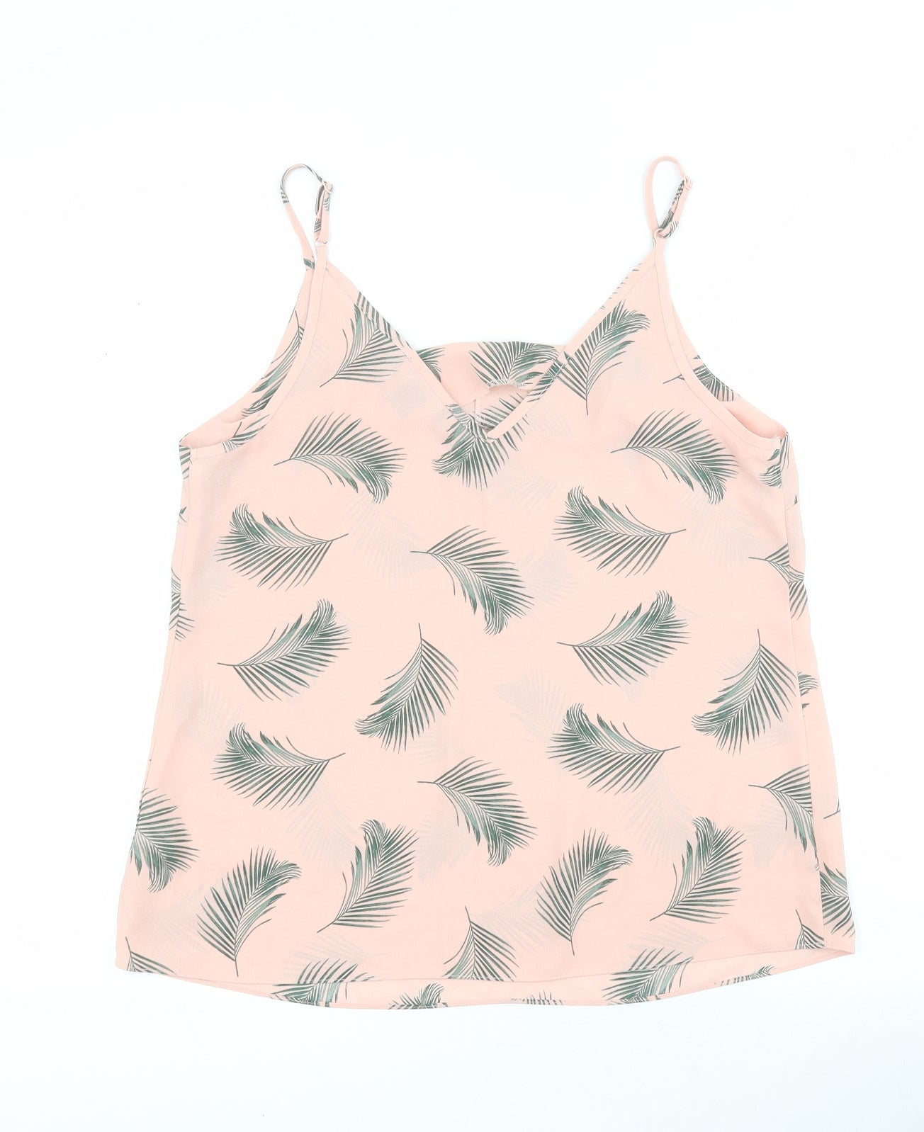 Primark Womens Pink  Polyester Camisole Blouse Size 10 V-Neck - Leaf print