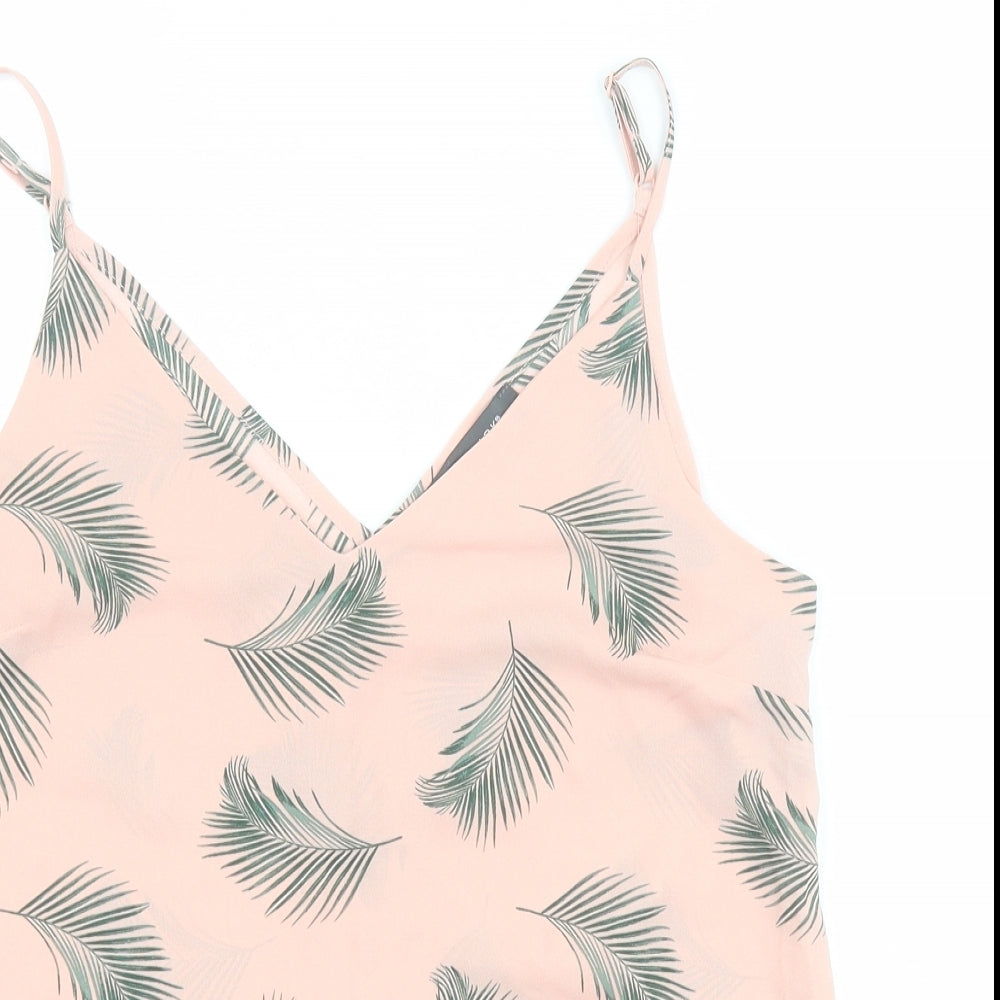 Primark Womens Pink  Polyester Camisole Blouse Size 10 V-Neck - Leaf print