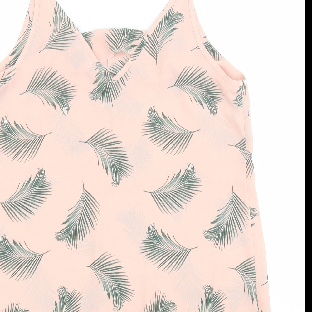 Primark Womens Pink  Polyester Camisole Blouse Size 10 V-Neck - Leaf print