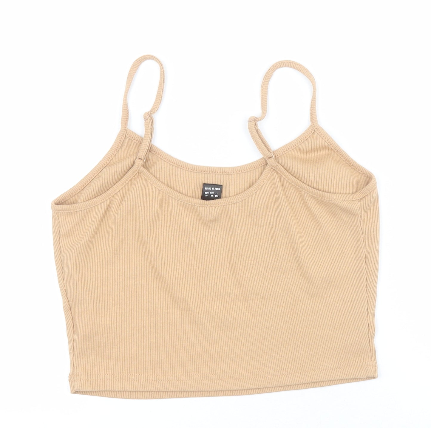 SheIn Womens Brown  Cotton Cropped Tank Size L Square Neck