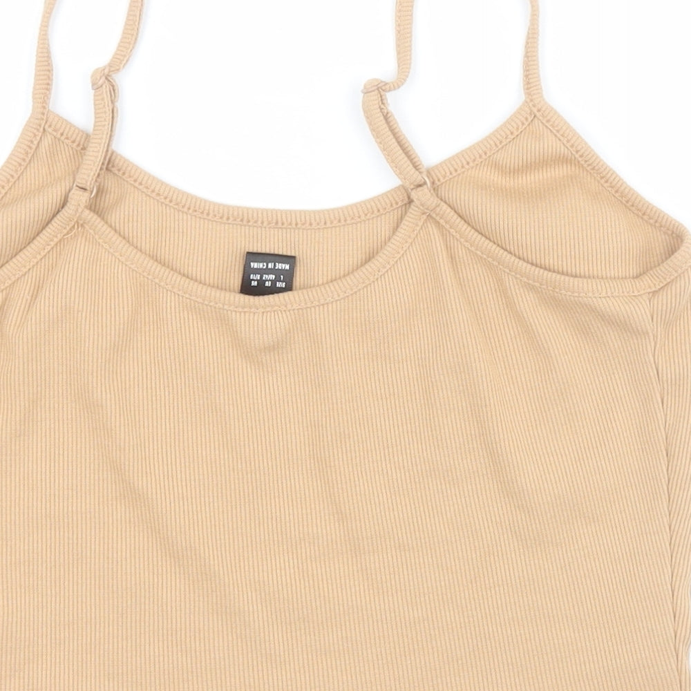 SheIn Womens Brown  Cotton Cropped Tank Size L Square Neck